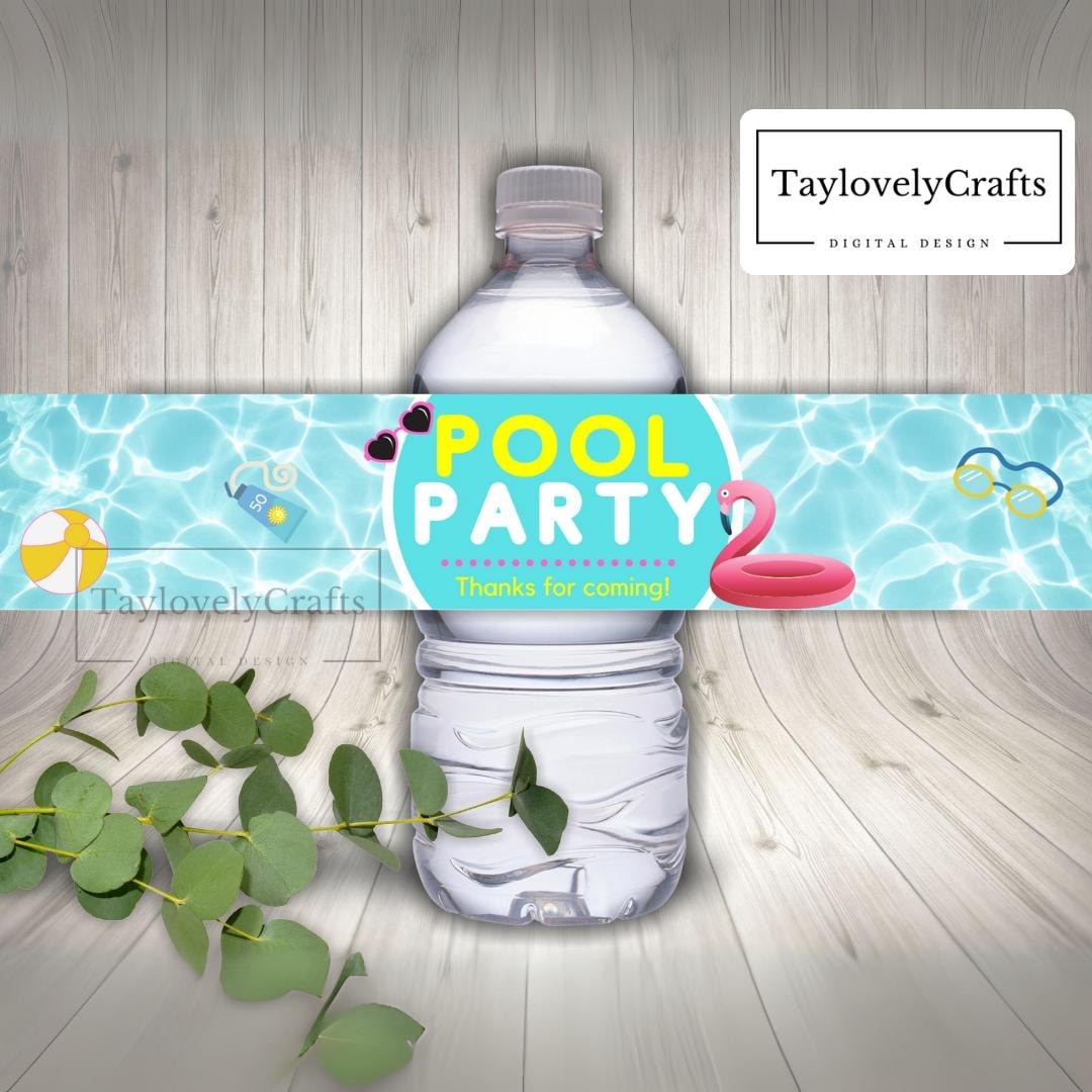 Water Pool Label Pool Party Water Bottle Labels, Birthday Decorations (digital Download ...