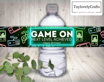 Gamer Theme Water Bottle Labels, Party Decorations (Digital Download)