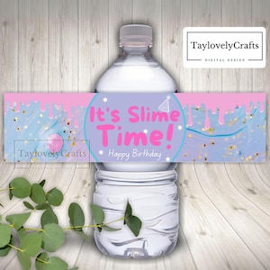 Slime Party Birthday Theme, Slime Party Water Bottle Labels, Slime Theme Party Decorations, Instant Digital Download.