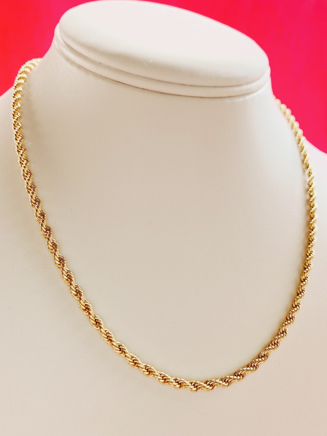 Gold thin rope chain necklace Etsy