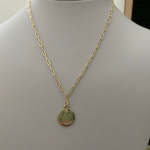 Smiley face mini paperclip chain necklace