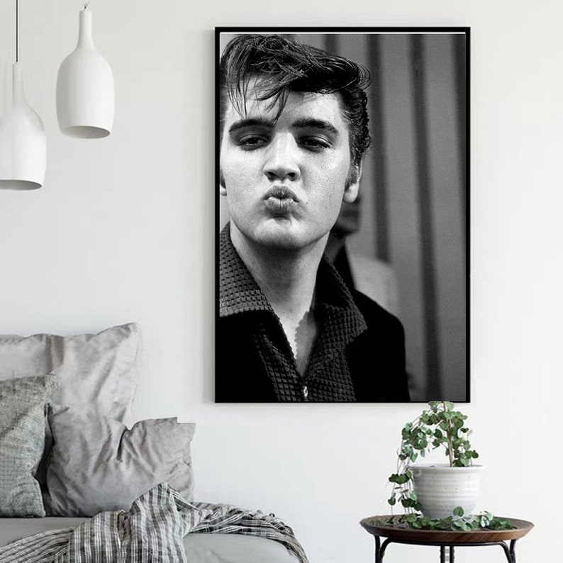Elvis Presley black and white Music Silk Poster Etsy