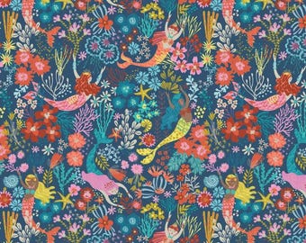 One Metre - Siren Seas - Coral Queens - Cotton Fabric