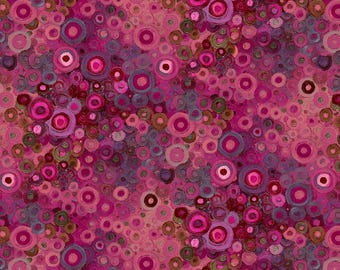 One Metre - Calico Cat Painted Circles Geo - Pomegranate- Cotton Fabric