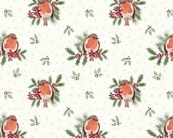 One Metre - Merry Little Robin - Robin Redbreast - Cotton Fabric