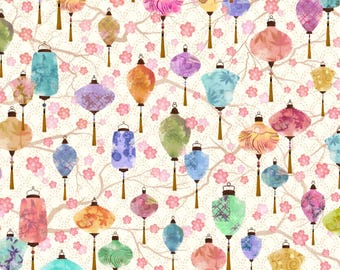 One Metre - Japanese Lanterns - Cotton Fabric