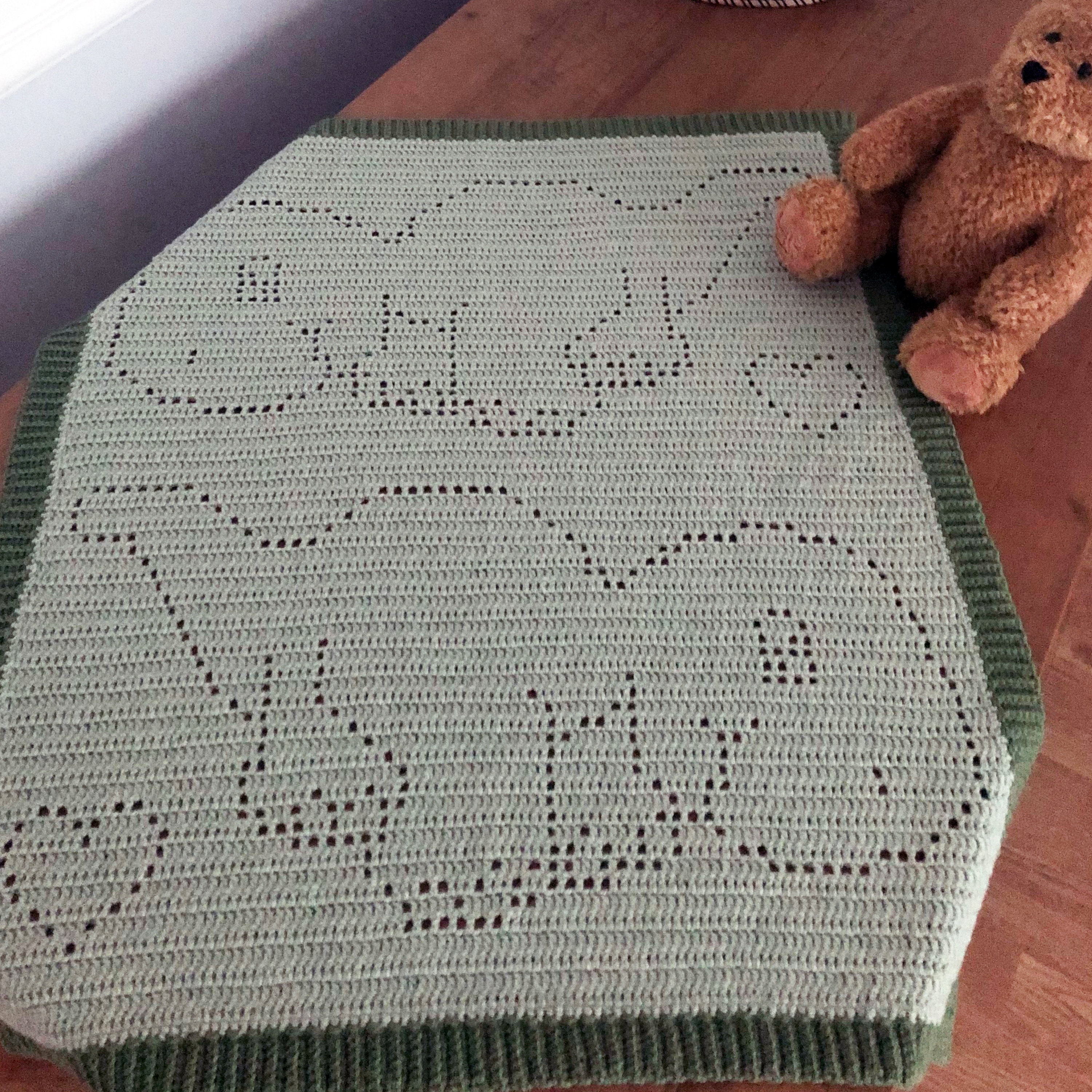 Dinosaur filet crochet blanket sale