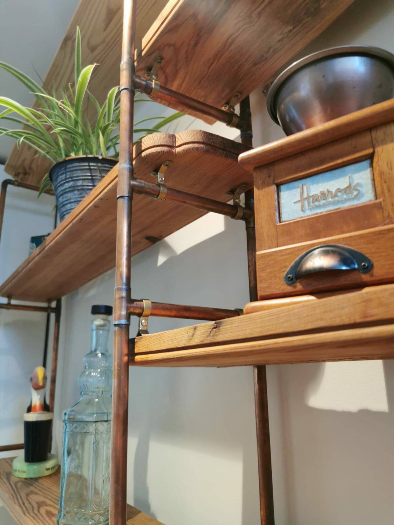 Copper Pipe Shelf / Shelves With Staggered Industrial Vintage Etsy UK