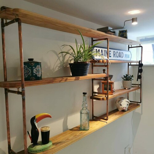Copper Pipe Shelf / Shelves With Staggered Industrial Vintage Etsy UK