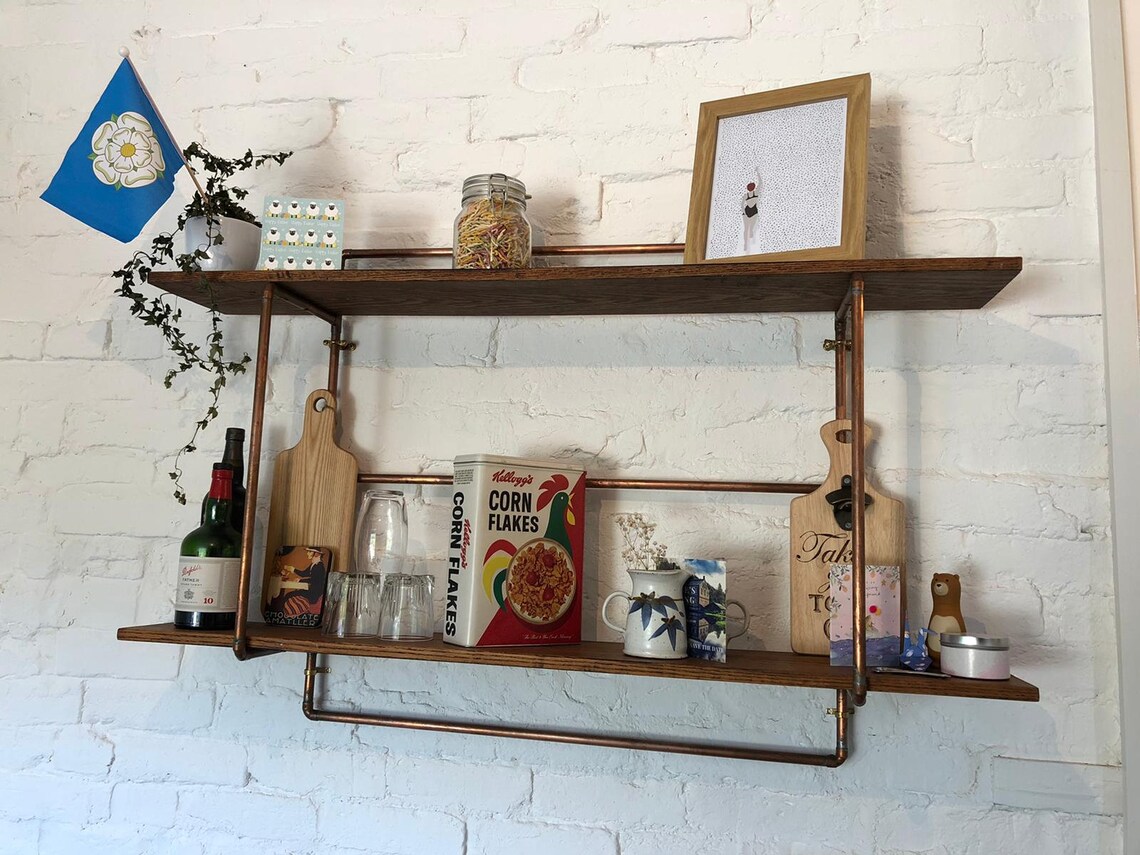 Copper Pipe Industrial Style Shelves With Reclaimed Pine Etsy