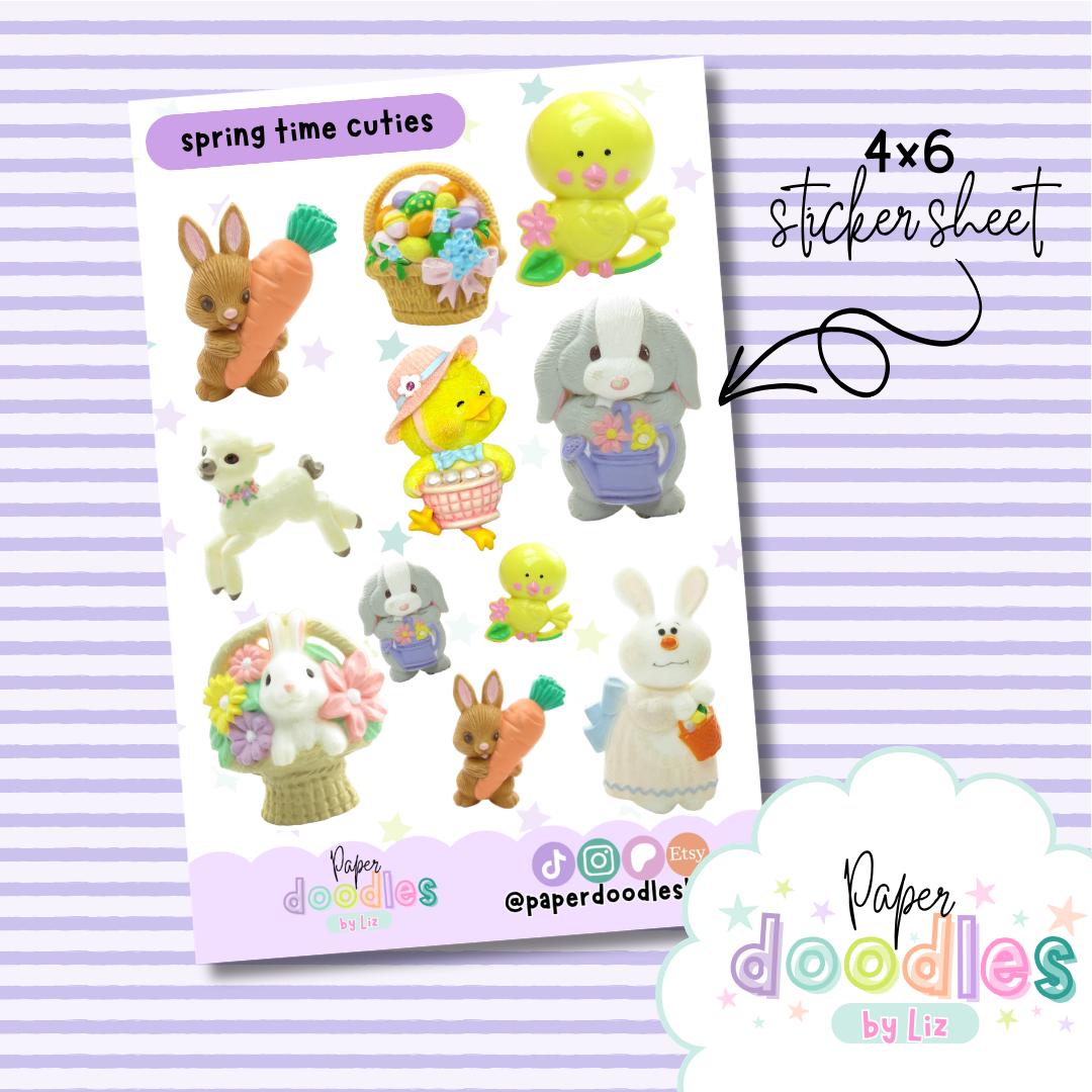 Spring Time Cuties Sticker Sheet, Easter Bunny, Chick, Lamb, Planner ...