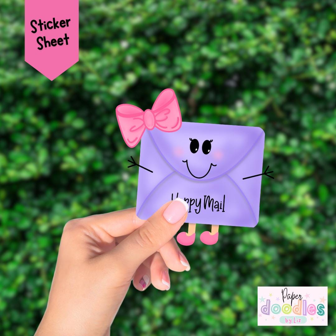Happy Mail Envelope Sticker, Die Cut Sticker, Postal Sticker, Mailbox ...