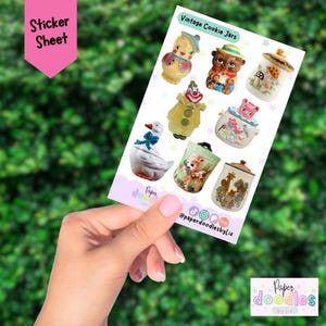 Vintage Cookie Jars Sticker Sheet, Cookie Jars, Sticker Set, penpal, Journal, Planner, Junk Journal, Vinyl, stickers