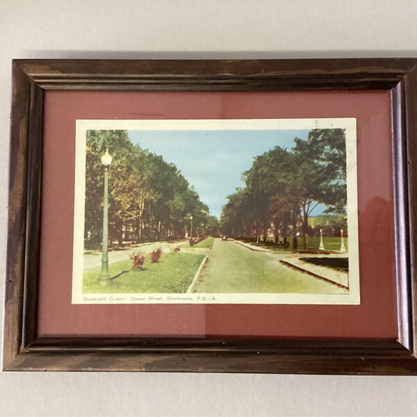 Framed Vintage Postcard Sherbrooke Quebec