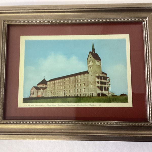 Framed Vintage Postcard The Holy Apostle Seminary Sherbrooke Quebec