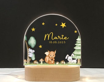 Veilleuse personnalisée pour bébé, cadeau pour bébé, lampe de chevet animal, cadeau lumière de chevet pour chambre fille garçon, écureuil koala lapin nachtlicht löwe