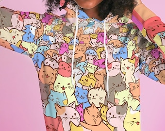bluza z kapturem kawaii | bluza z kapturem kot | sweter kawaii | ubrania kawaii | bluza kawaii | neko | pastel kawaii | ubrania harajuku, Fairy Kei