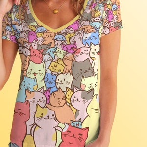 kawaii shirt, kawaii clothing, kawaii t shirt, kimono shirt, harajuku shirt, neko, cat t-shirt, cat lover gift, cute cat t shirt, cat lover