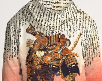 sweat à capuche anime | Samurai Men Hoodie | ukiyo japonais e hoodie | Sweat à capuche pour les amateurs de | Sweats à capuche anime | Sweat à capuche de chat de samouraï