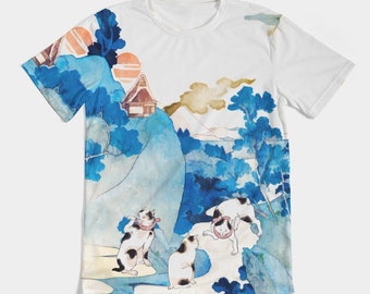 Ukiyoe camiseta de arte japonés / Cat Ukiyo-e camiseta / Gato hombre camisa / camisa para los amantes de Japón / gato amantes regalo