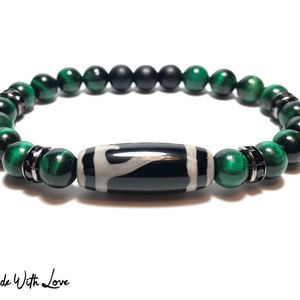 Green Tiger Eye Bracelet | AAA Tiger Eye | Tiger Eye Gemstone 8mm l Mens Women l Beaded Bracelet l Money Hook Dzi Bracelet l Surfer Jewelry