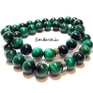 Green Tiger Eye Bracelet | AAA Tiger Eye | Tiger Eye Bracelet, 8mm, Men's Bracelet, Women's Bracelet, Green Bracelet, Tigers Eye Bracelet