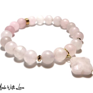 Rose Quartz Bead Bracelet | Rose Quartz Bracelet l Gemstone Bracelet | Dainty Designer Jewelry | Gift | Spiritual healing | Dainty & Cute