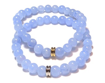 Pulsera de angelita de 6 mm / Joyería de piedras preciosas de cristal curativo
