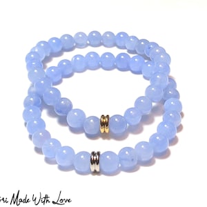 Angelite bracelet 6mm | Angelite Jewelry l Angelite Healing Crystal Bracelet | Attract Angels bracelet l Energy, calming healing l Celestite