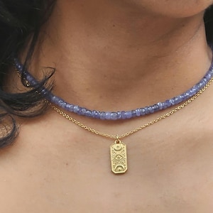 AAA+ Tanzanite Necklace, Beaded Tanzanite Necklace, 3.5-5mm Tanzanite Faceted Rondelle Bead Necklace, Third Eye Chakra, Layering Necklace