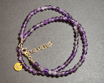 Amethyst Beaded Choker Necklace | 14K Gold Filled, February Birthstone