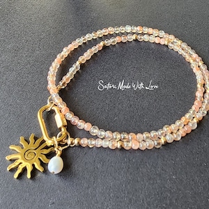 Stunning AAA Sunstone Necklace | AAA Sunstone Choker | Genuine Sunstone Necklace l Sunstone Jewelry | beaded sunstone l Layering Necklace