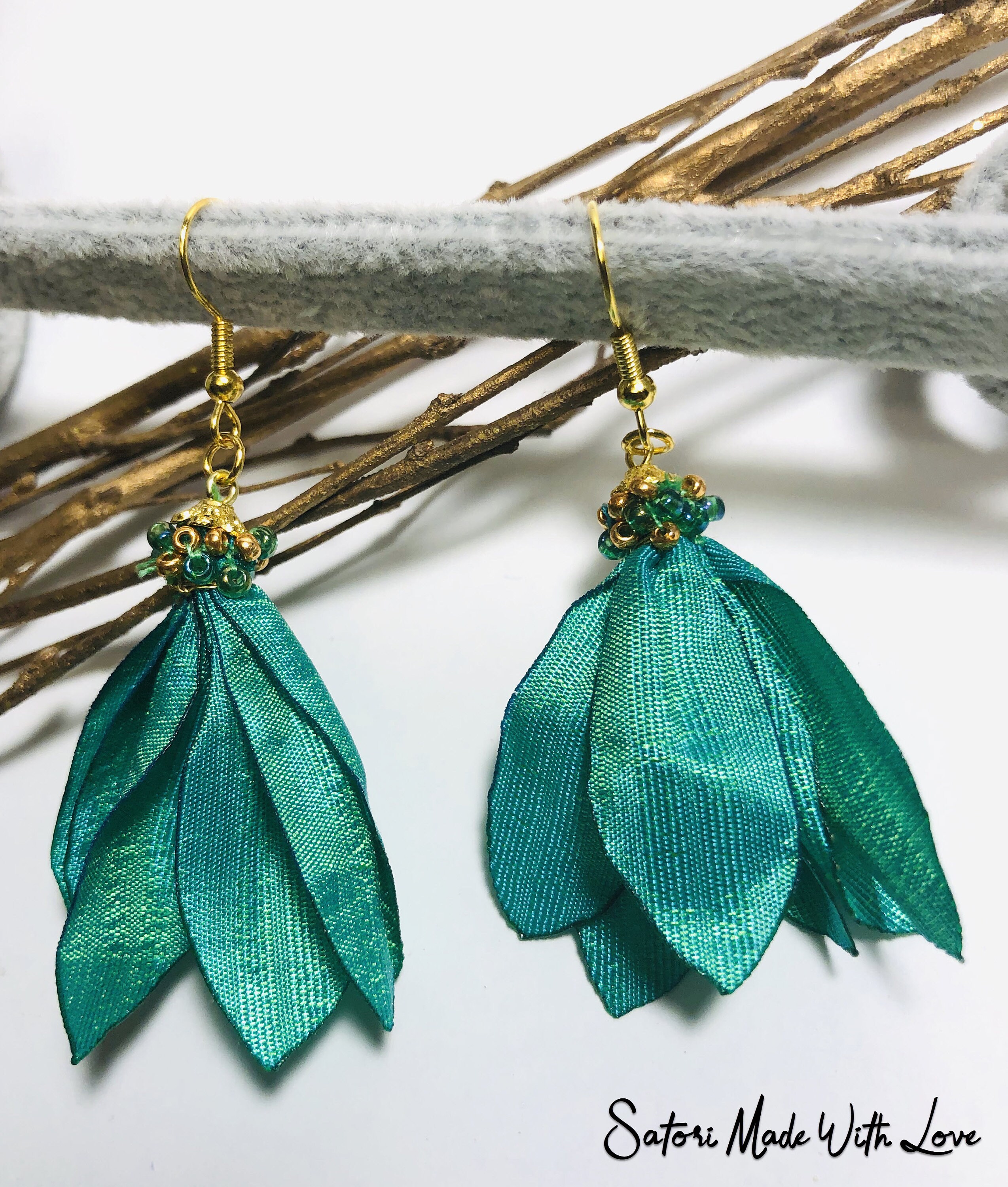 Earrings Fabric Flower Earrings Blossom Earrings Wedding Etsy Canada