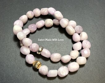 Kunzite Nugget Bracelet | Lilac Gemstone, Handmade in Canada