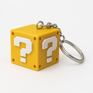 Mario Mystery Box Schlüsselbund | Super Mario Frage Block Schlüsselbund | Retro Gamer Geschenk | Geeky Accessoire | 3D Gedruckter Schlüsselanhänger