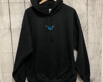 black sweatshirt with butterfly