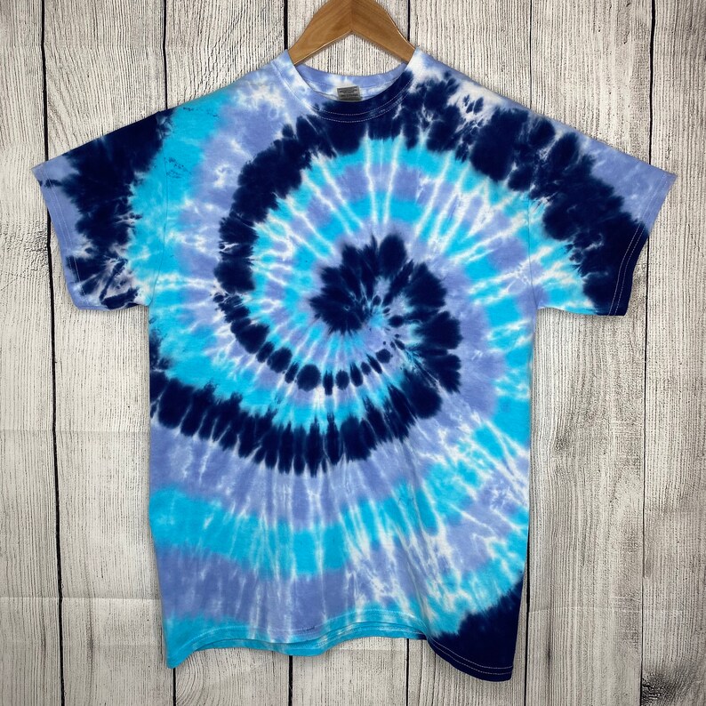 Blue Tie Dye Shirt Spiral Tie Dye Navy Blue Ice Blue Light Etsy