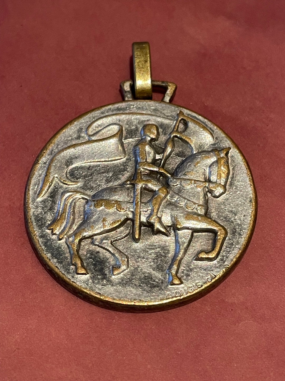Vintage Large French Silver Saint Joan of Arc on Horse Medal Maid of ...