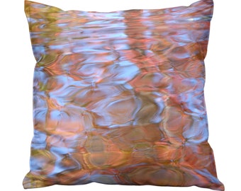 Abstract Blue and Coral Pillow Cover, Unique Gift for Her, High End Double Sided Pillows, Unique Organic Cotton or Indoor Outdoor Pillows