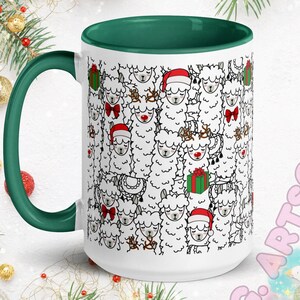 Fa LaLaLaLa Llama Ceramic Mug w/Color Inside - Holiday Cocoa Coffee Mug. Perfect Stocking Stuffer or Christmas Present! LLAMAZING Gift!