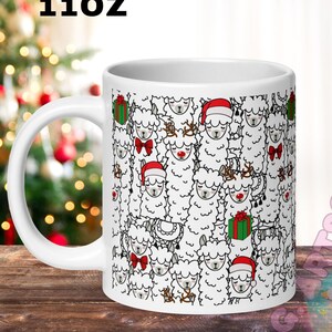Fa LaLaLaLa Llama White Ceramic Mug- Holiday Cocoa Coffee 11, 15, 20 OZ Cup. Perfect Stocking Stuffer or Christmas Present! LLAMAZING Gift!