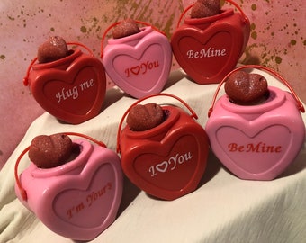 Valentines Bath Bombs, Heart Shaped Bucket Bath Bombs, Valentines Gift, Valentines Day Bath Bombs, Love Spell Bath Bombs