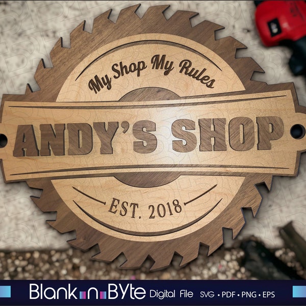 Dad's Shop/Customizable Sign - SVG - EPS - PDF - pdf  Digital File Download - Glowforge