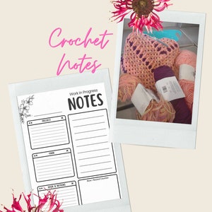 Crochet Work in Progress notes sheet