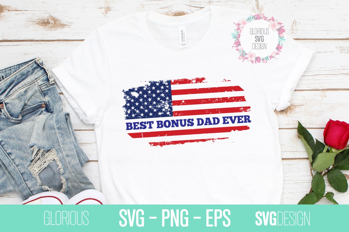 Download Best Bonus Dad Ever Flag SVG Fathers Day SVG Super Dad Hero | Etsy