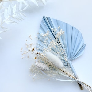 Baby blue, dusty blue dried flowers bunch cake topper, Blue mini bouquet for baby shower decor