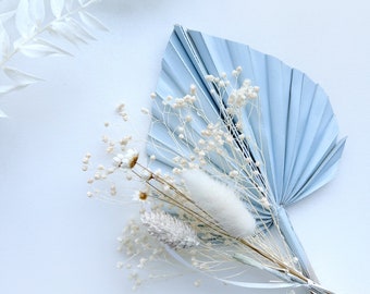 Baby blue, dusty blue dried flowers bunch cake topper, Blue mini bouquet for baby shower decor