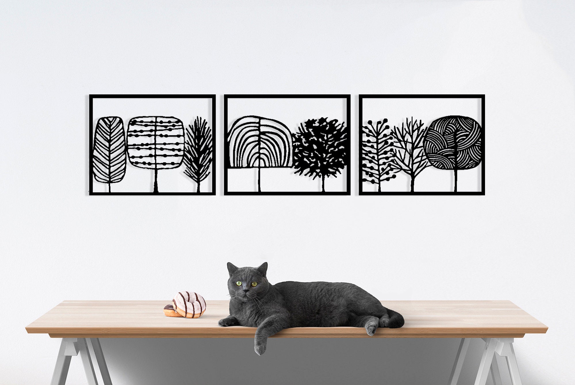 3 SET árbol metal pared decoración | Etsy