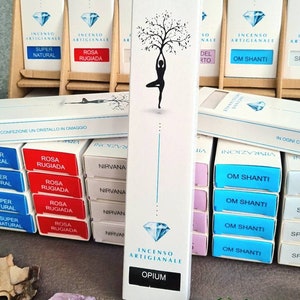 Handmade natural incense in sticks* Vibrations*Opium*15gr box with surprise crystal for free