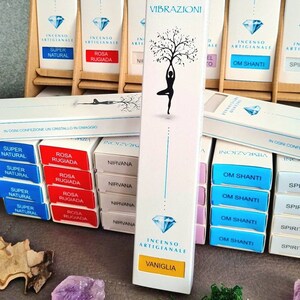 Natural handmade incense in sticks* Vibrations*Vanilla*15gr box with surprise crystal for free